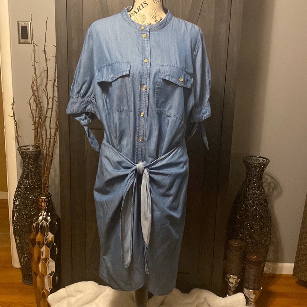 Michael Kors Chambray Faux Wrap Dress
